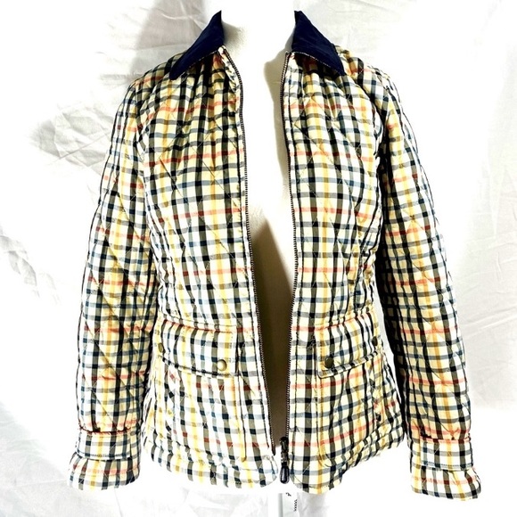 Talbots Plaid Quilted Full Zip Jacket Corduroy Collar Small Petite Field Coat SP - Picture 14 of 14